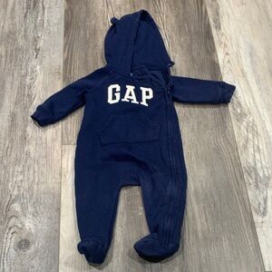 GAP Dark Blue Baby Hooded Jumpsuit